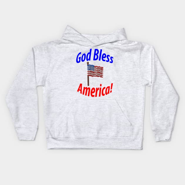 Lego Flag - God Bless America Kids Hoodie by UTBrickGuy